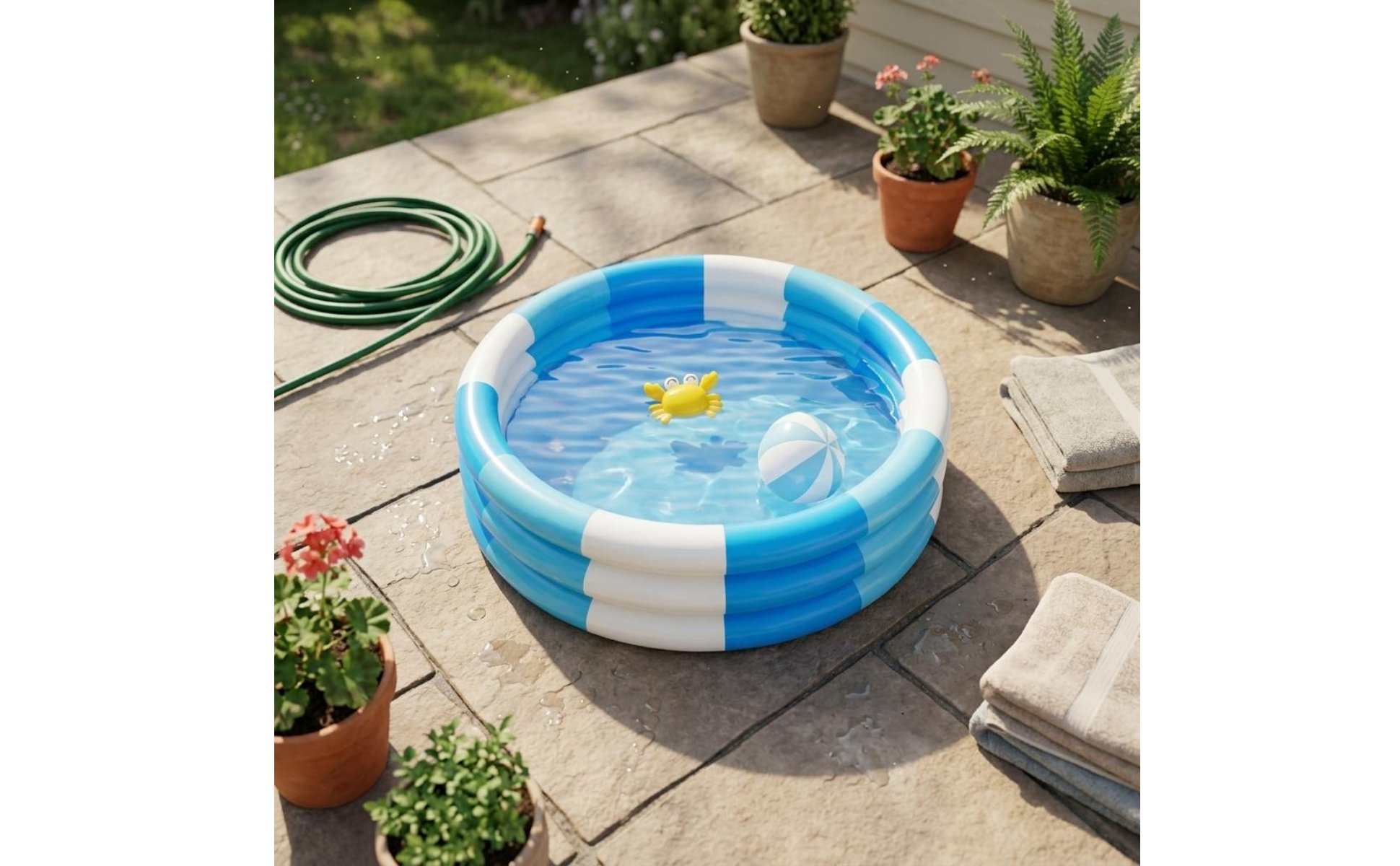 3 Circular Kiddie Pool Shallow Raised Circular Pool Kids Product Easy to Inflate Long-Lasting Vinyl for Children