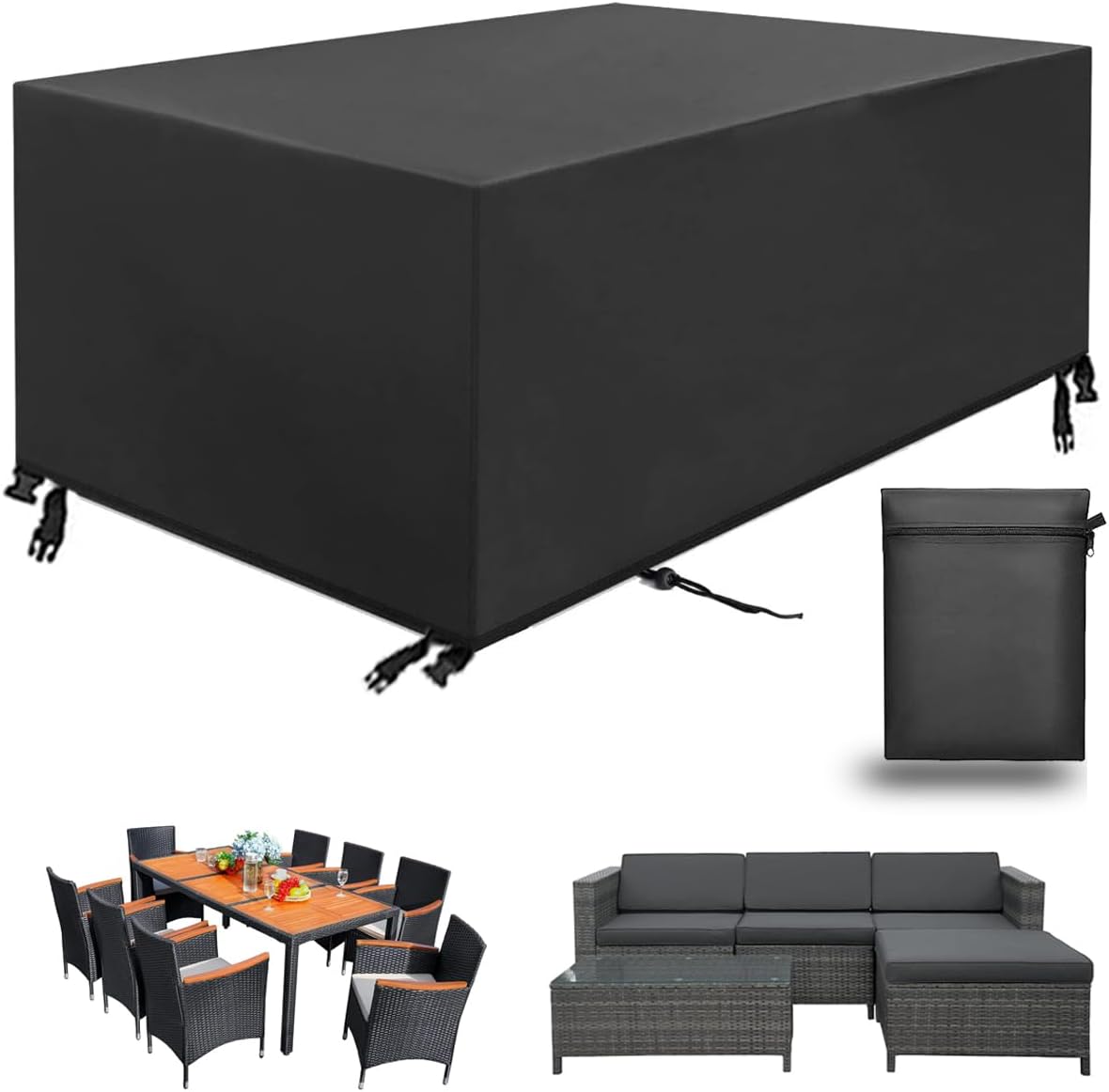 Alwayswhy Housse Salon De Jardin 180x130x85cm Housse De Protection Meubles Imperméable De Patio, Bache Extérieur Housse Table De Jardin Tissu Oxford 420D, Anti-UV Bâche Couverture Jardin Pour Meuble