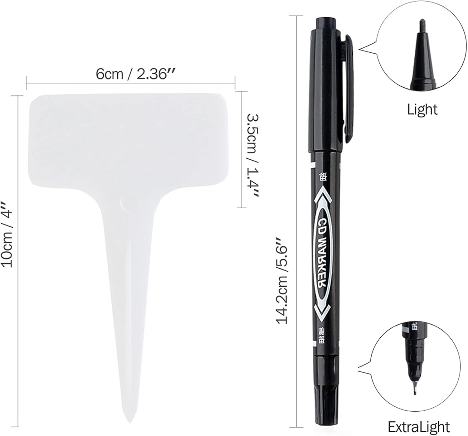 100 Étiquettes De Jardin En Plastique Type T - Marqueurs De Plantes Réutilisables Avec Stylo Étanche