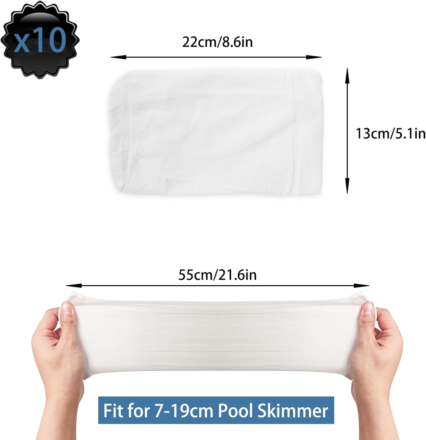 Confezione da 20 calzini per skimmer da piscina (adatti a filtri da 7-19 cm), calzini lavabili e riutilizzabili per cestelli skimmer | Leroy Merlin