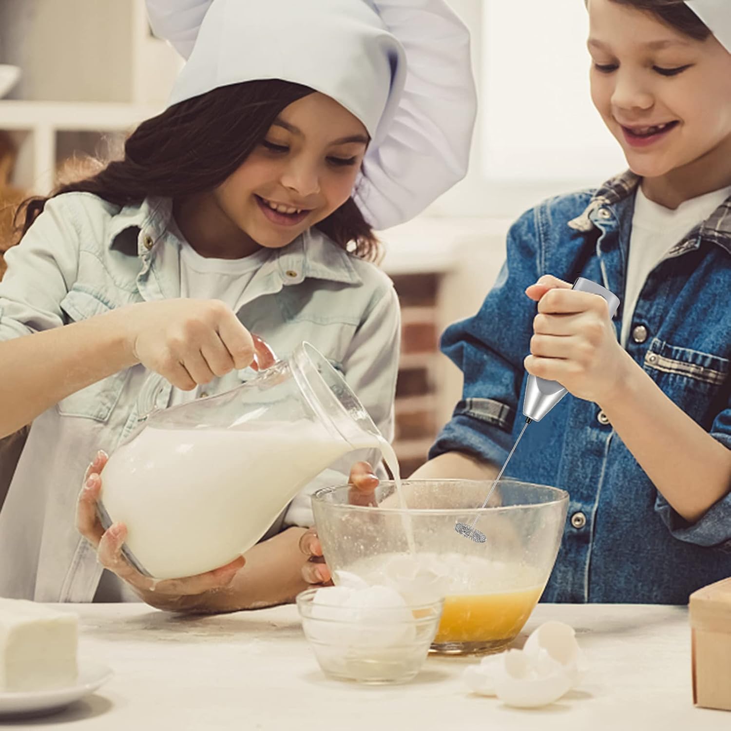 Elektrischer Milchaufschäumer Handheld - USB-ladbar Mit 3 Geschwindigkeiten & 2 Schneebesen