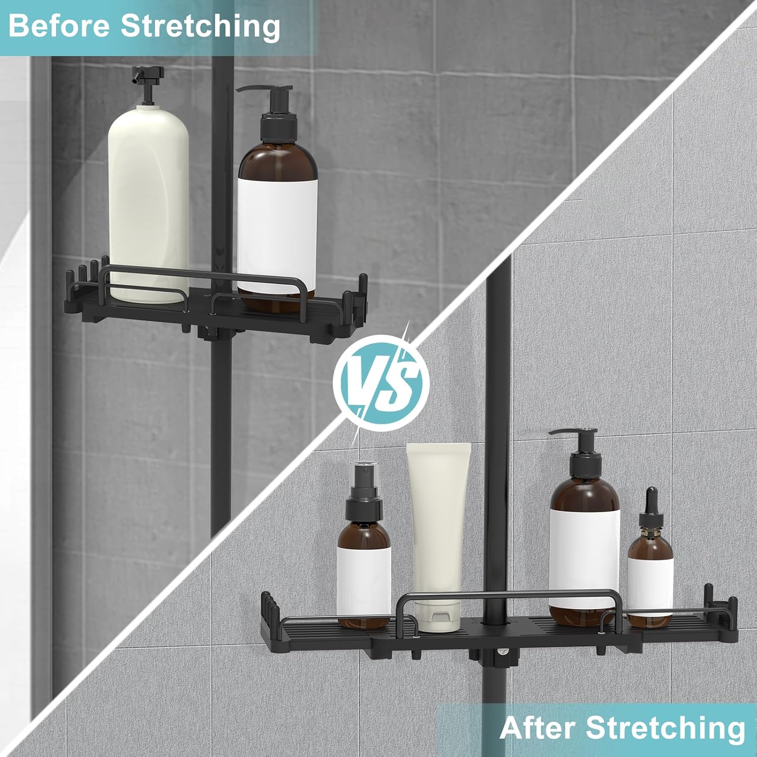 Mensola Doccia Senza Foratura - 3 Pezzi, Acciaio Inox 304, Regolabile Per Asta 18-25 Mm - Foto 3