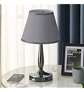 Touch Table Lamp with USB Ports, 3-Way Dimmable Modern Small Nightstand Lamp for Bedroom, Living ...
