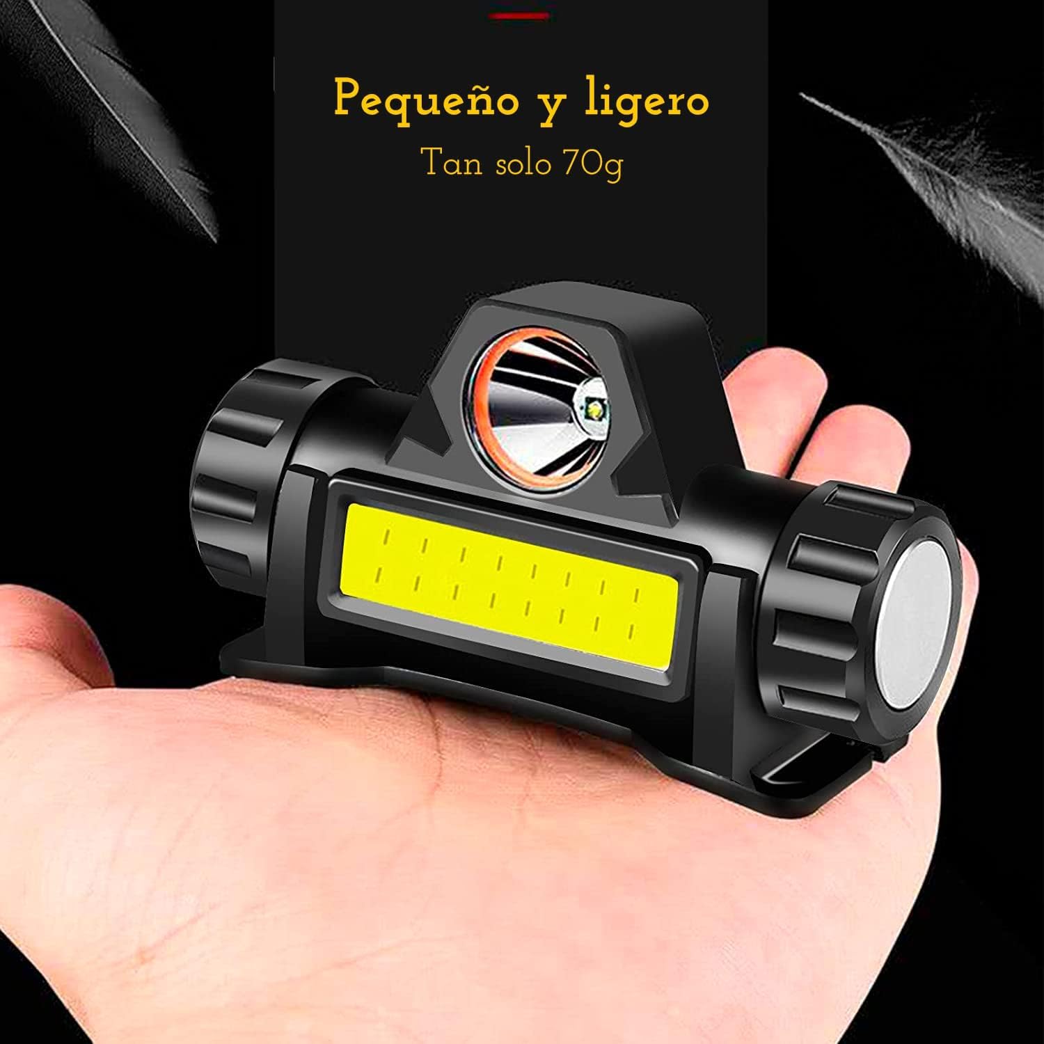 Lampada Frontale Ricaricabile USB Con 6 Modalità Di Illuminazione - 180 LM COB + 100 LM XPE - Leggera Per Campeggio, Pesca, Corsa