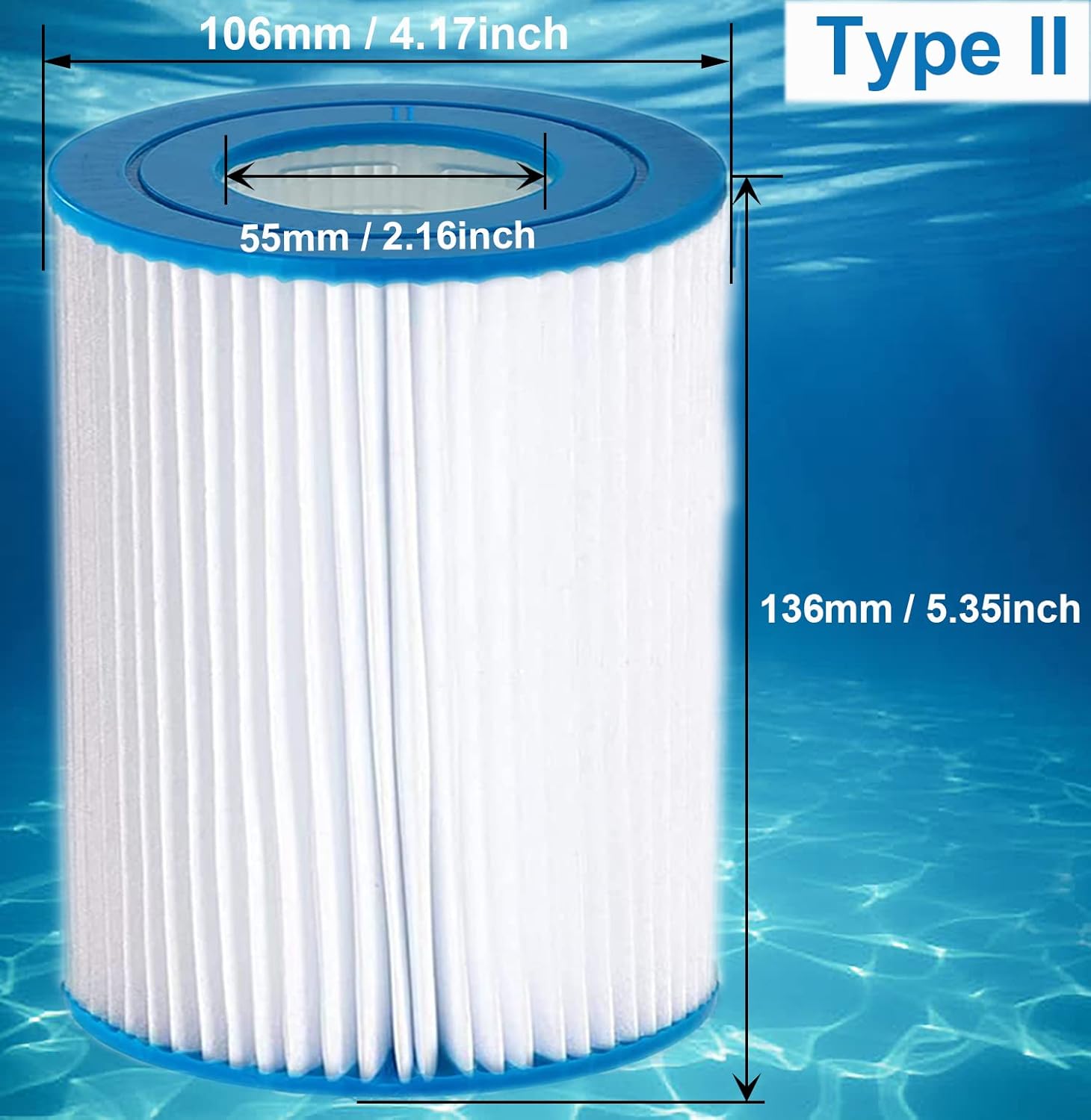 Cartuccia Filtrante Per Piscina In Spugna – Tipo II, Lavabile E Riutilizzabile, Per Pompe 530-800 GPH, Modello 58094, Blu, 13,4x5,2x10,4 Cm - 2