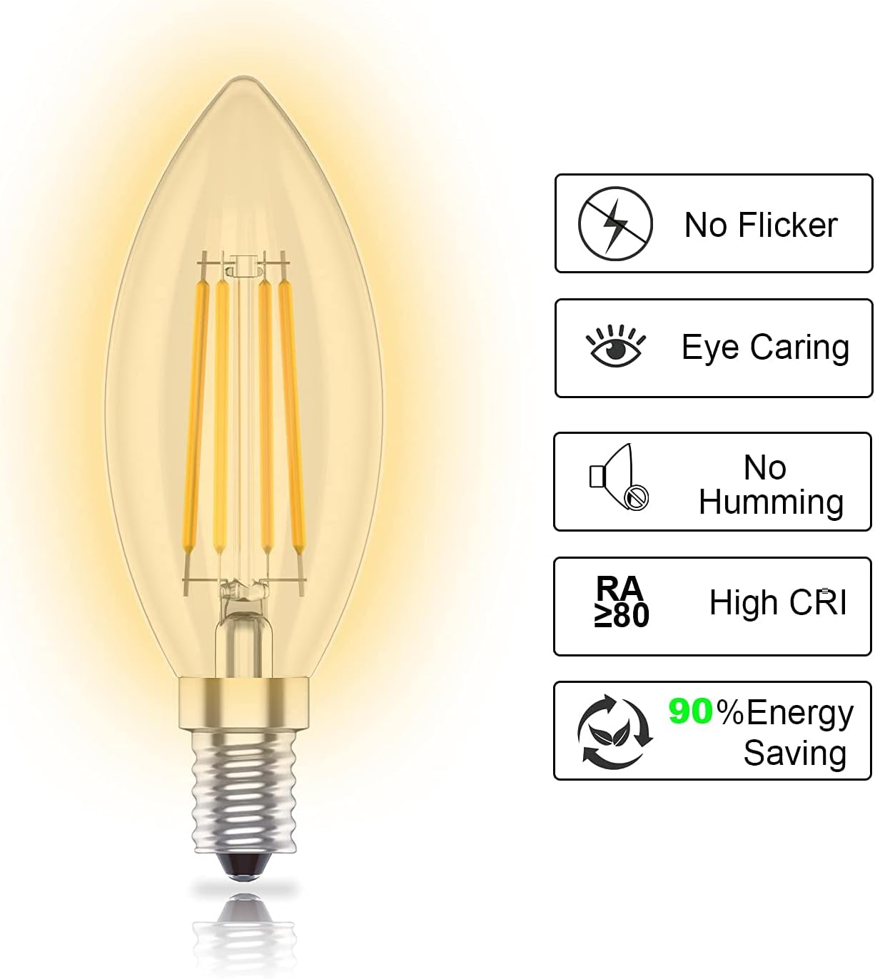 Lot de 6 Ampoules LED E14 en forme de Bougie à intensité variable
