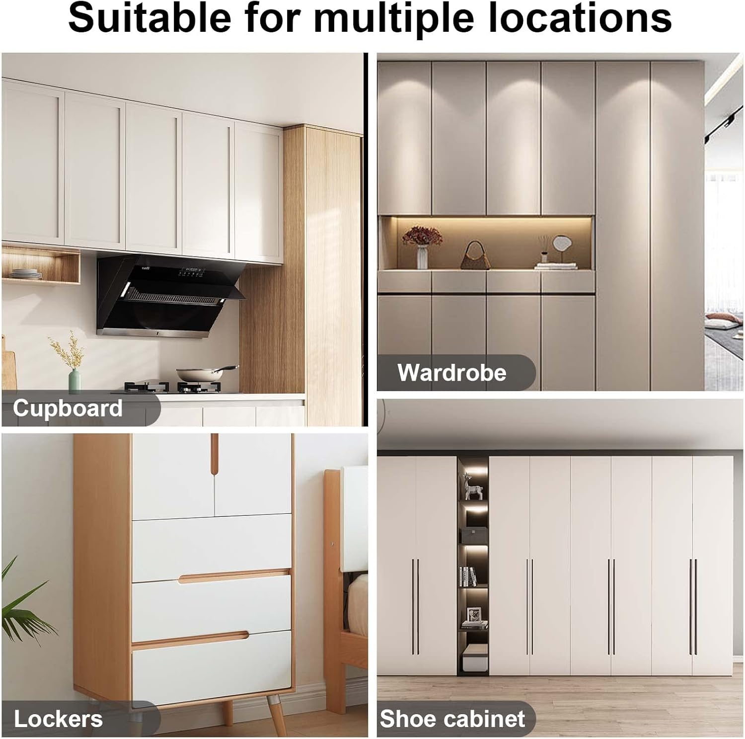 Lot de 8 loquets magnétiques pour porte d'armoire - Ultra fins
