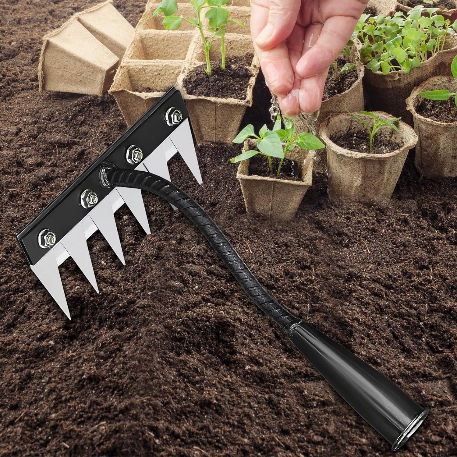 Rastrello Da Giardino In Acciaio KADAX Senza Manico – 18 Denti Rettangolari (48x7,5 Cm) – Robusto E Leggero
