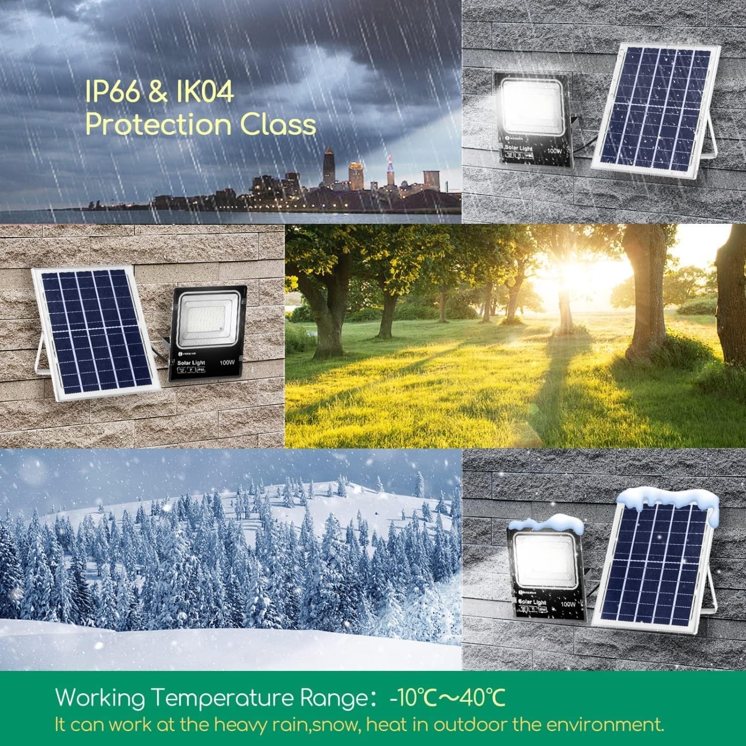 proyector solar, lámpara de panel solar, punto de lámpara solar para exteriores Panel solar exterior de 100w