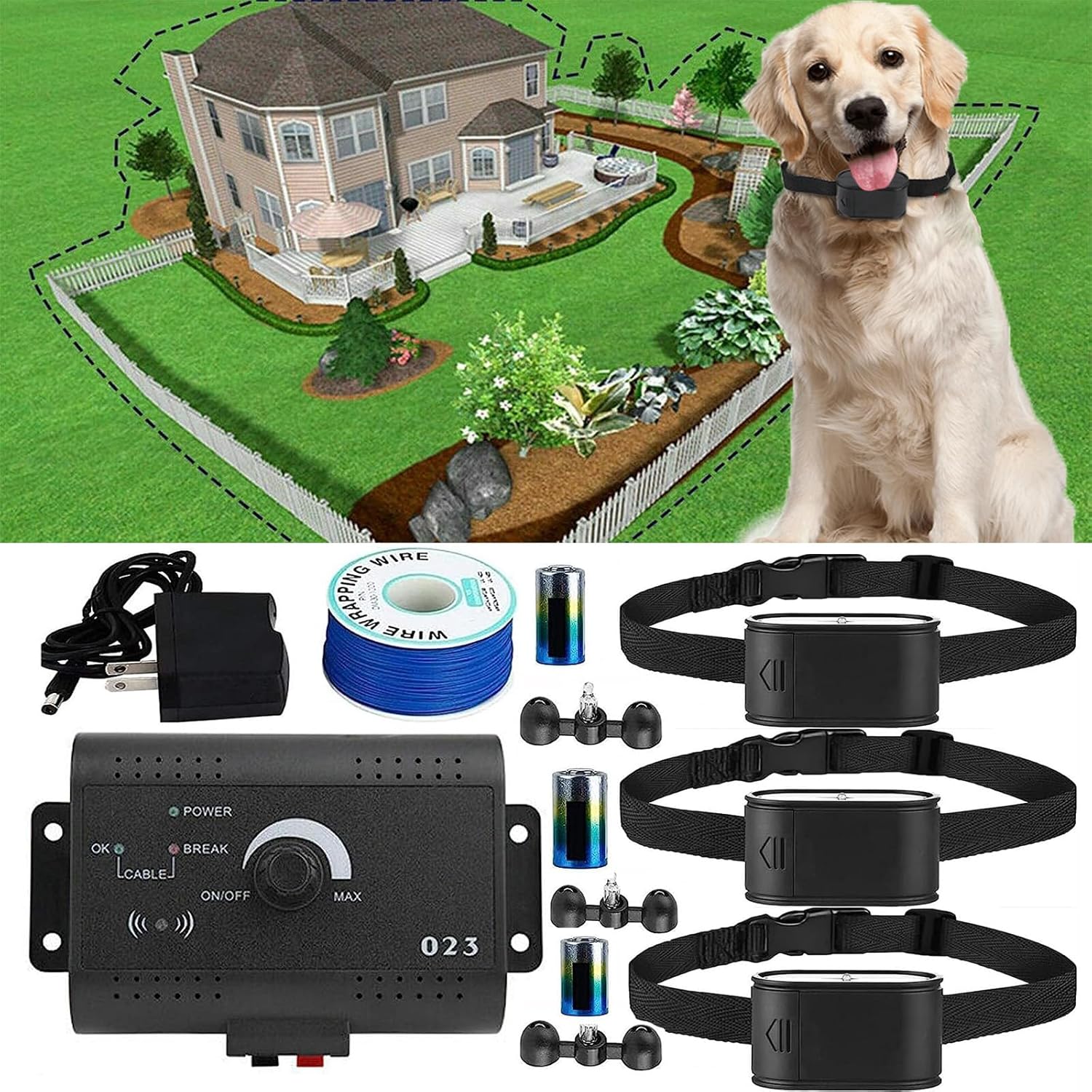 Electronic Dog Fence, One to Three Remote Dog Training Collar