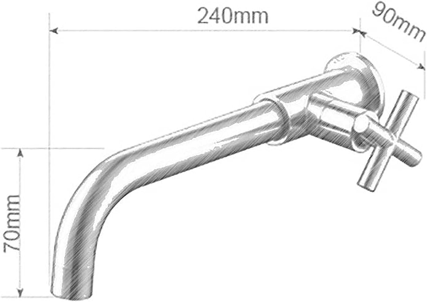 Rubinetto Lavabo A Cascata Da Parete Nichel Spazzolato - ALEASHA 3 Fori