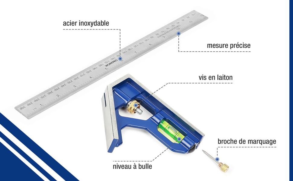  /></p> <p>Diseño ajustable: el tornillo con resorte y el sistema de sujeción facilitan la extracción e instalación de la regla de acero inoxidable, y el borde liso también es conveniente para mediciones deslizantes.</p> <p>Usos versátiles: Esta regla es adecuada para medir, marcar y mucho más para ayudarle a medir con precisión. Ampliamente utilizada en vivienda, mobiliario, información técnica, construcción de viviendas y otros lugares.</p> <p>NOTA: Para obtener un ángulo recto más preciso, el extremo de la regla de acero no debe presionarse contra las nervaduras (aproximadamente 15 mm).</p> <p><img src=