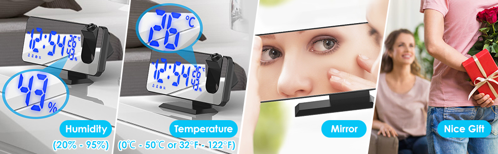 Affichage Humidité Température Intérieure Miroir