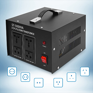 Step-Down Spannungswandler, 110 V / 220 V 5000W Ringkern-Transformator Automatischer Trafo mit 4 AC 