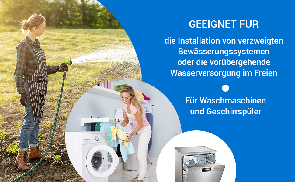 Convient pour l'installation de systèmes d'irrigation ramifiés ou d'approvisionnement en eau temporaire.