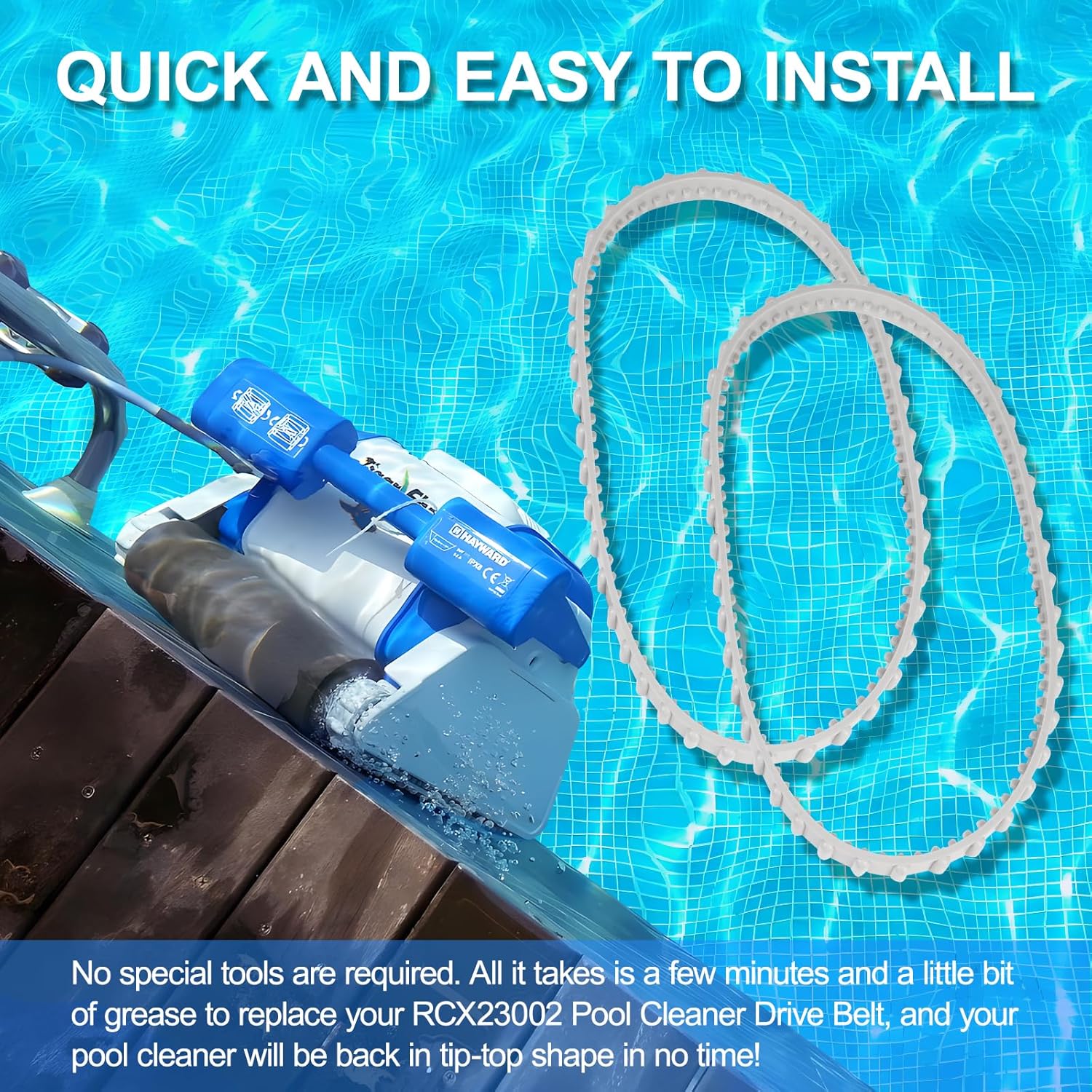S-Union RCX23002 - Cinghia di trasmissione di ricambio per superfici morbide, in gomma, per pulizia piscina Hayward Aquavac Tiger Shark (Plus e QC) e SharkVac, 2 pezzi