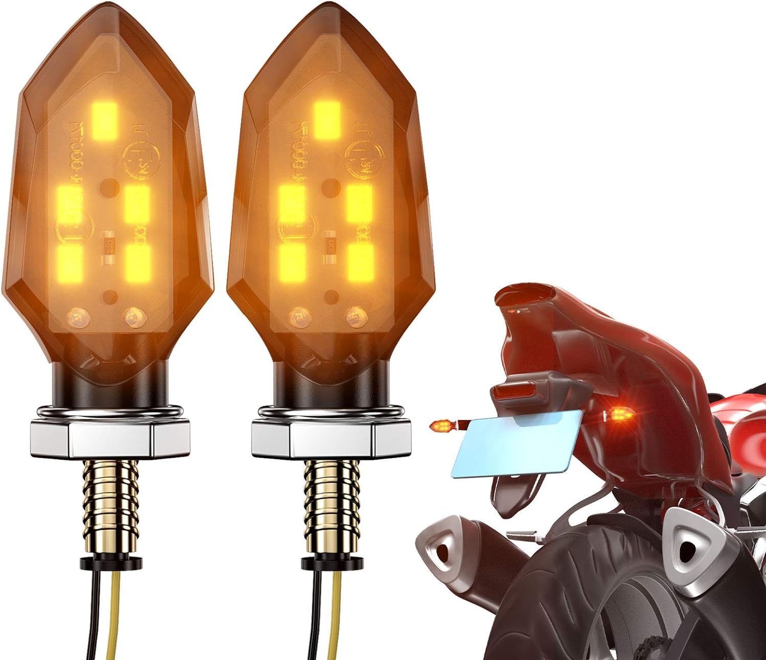 FEZZ 2pcs Clignotant Moto Led Universel Clignotants Moto Feu de Jour  Clignotant Moto Ampoule Sequentiel Homologue, Ambre
