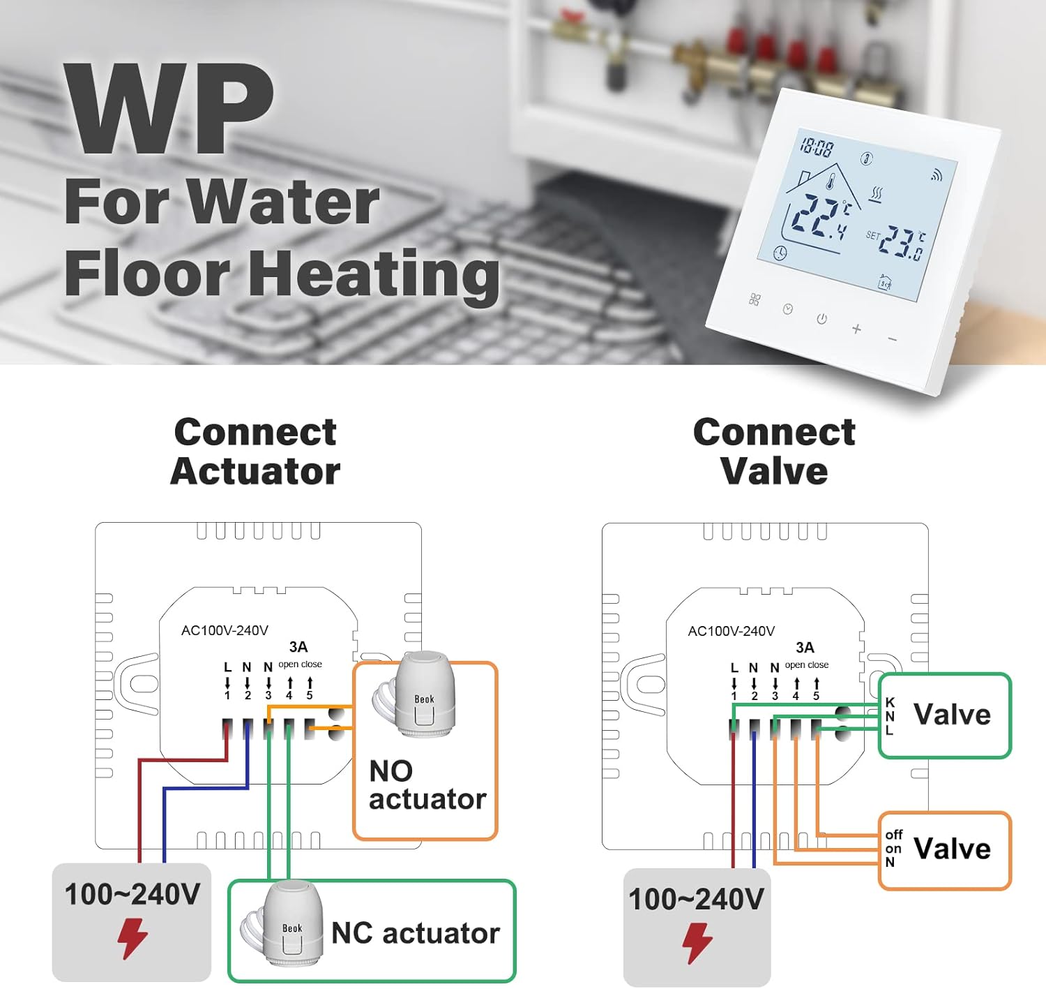 8X Tuya ZigBee3.0 Thermostat Raumthermostate 5A