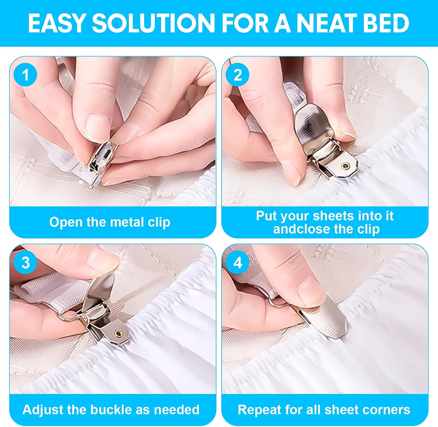 Tendeur De Draps Réglable, Tendeur De Draps Élastique 12 Pièces ...