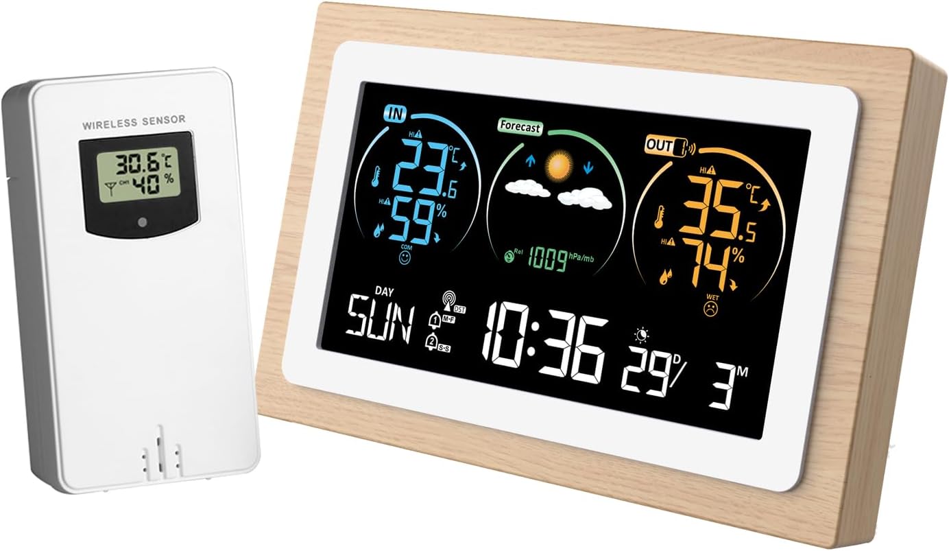Station Météo Sans Fil FWS-300.xl Avec écran Couleur Et Station De Mesure Exterieure Ref Zx7118 3