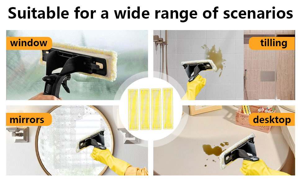 4 PCS WV Bonnettes Microfibre Accessoire pour Karcher Nettoyeur de Vitres WV 2 Plus N
