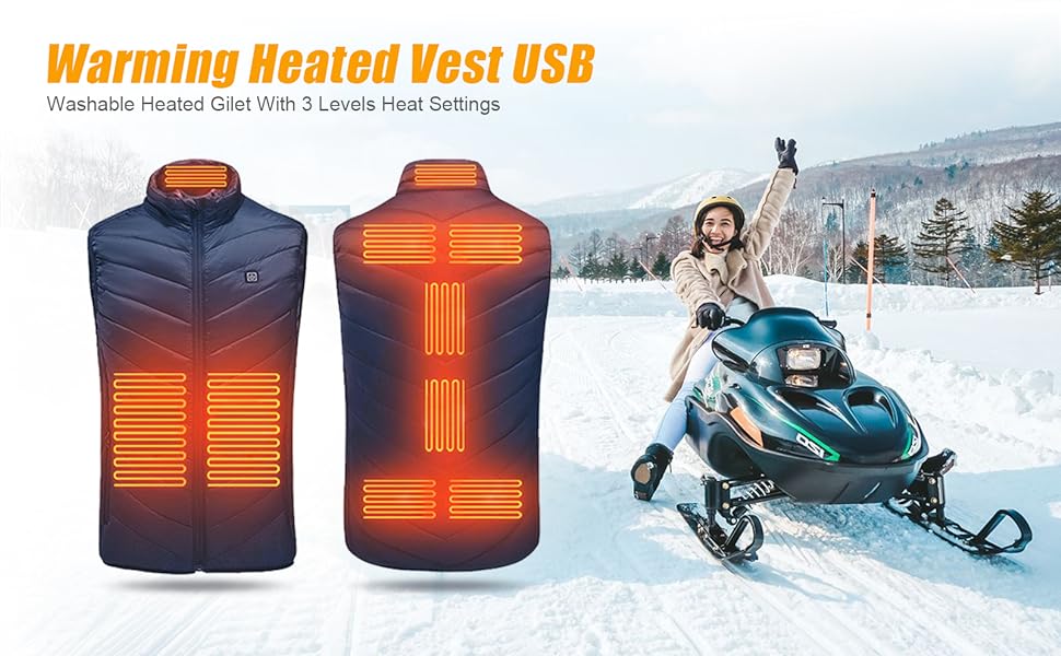 Haofy Gilet Chauffant Electrique, Veste chauffante USB pour Le Ski en Plein  Air, La Randonnée, La Chasse, La Moto et Le Camping 3 Températures  Réglables Hiver Vêtements Chauds pour Homme & Femme