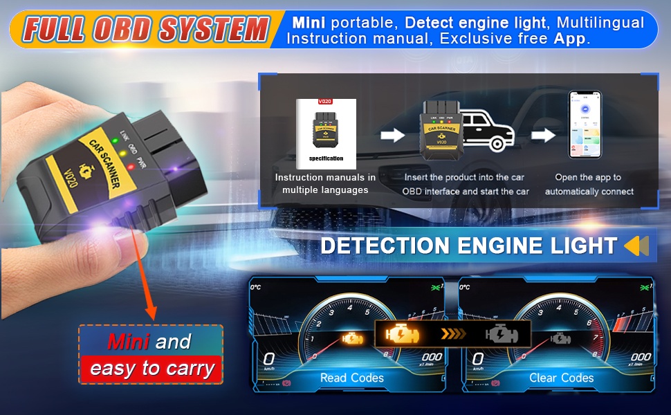 OBD2 Scanner Diagnostic Tool Bluetooth Adapter
