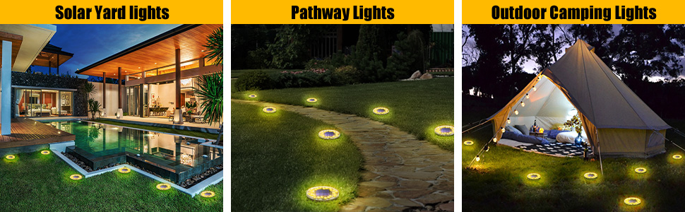 Lampes solaires de sol,  24 LED pour extérieur IP68 étanche lampes solaires de chemin d'extérieur