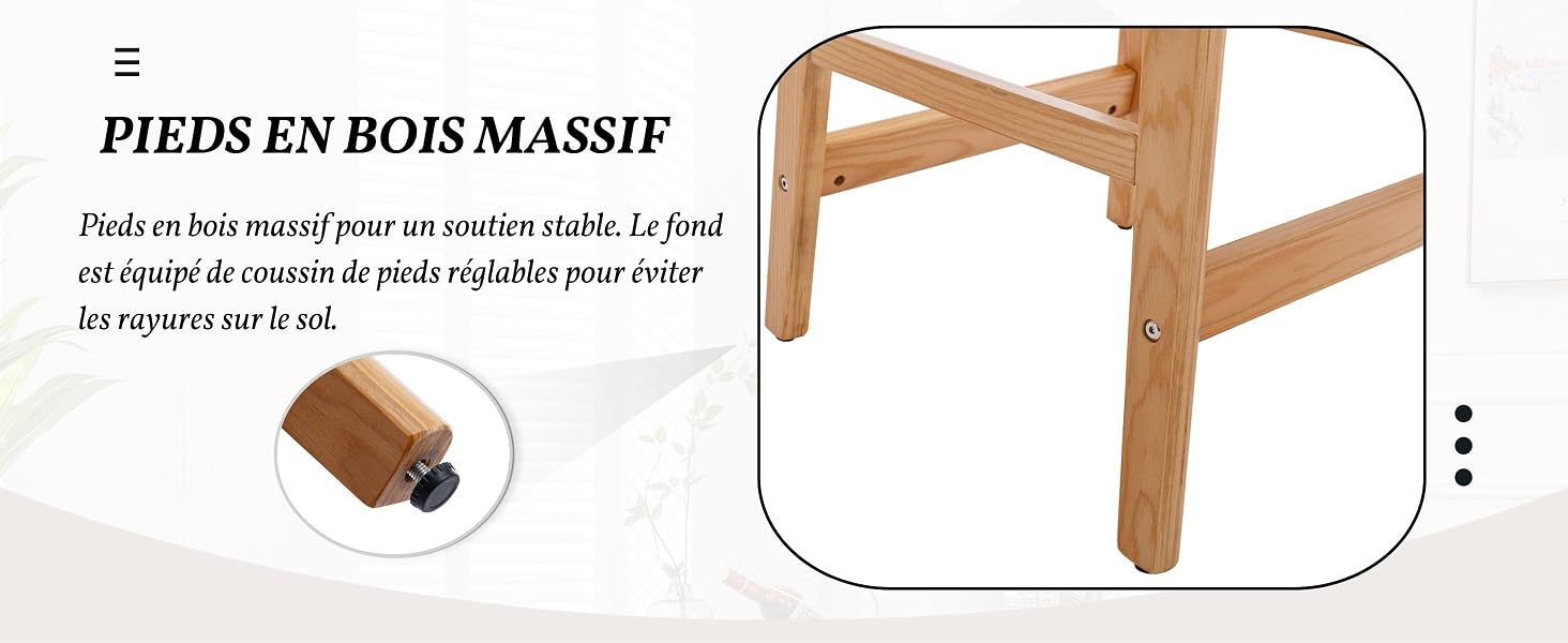 Tabourets de Bar avec pieds en bois