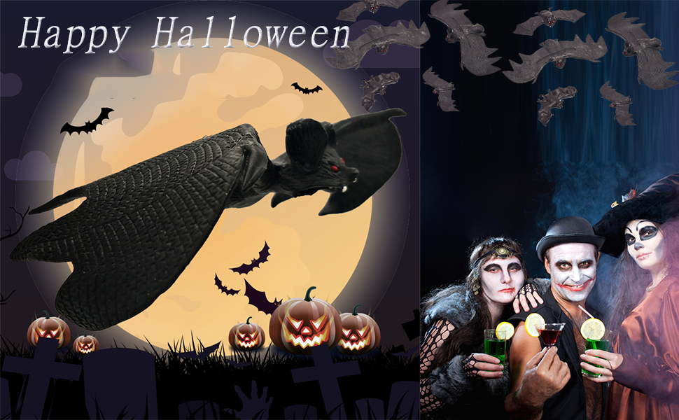 10 Pièces Halloween Décoration Chauves-Souris Vampire Bat