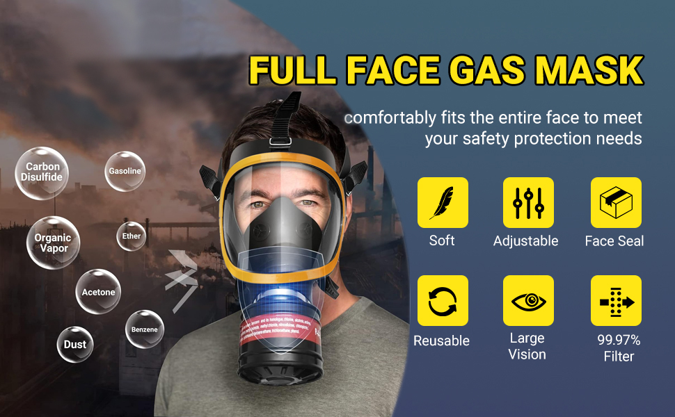 Sumeber Masque respiratoire à gaz complet avec norme