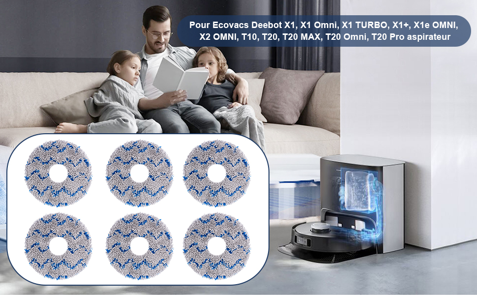 Fixbetter Lot de 6 Chiffon de Nettoyage de Rechange pour Ecovacs Deebot X1