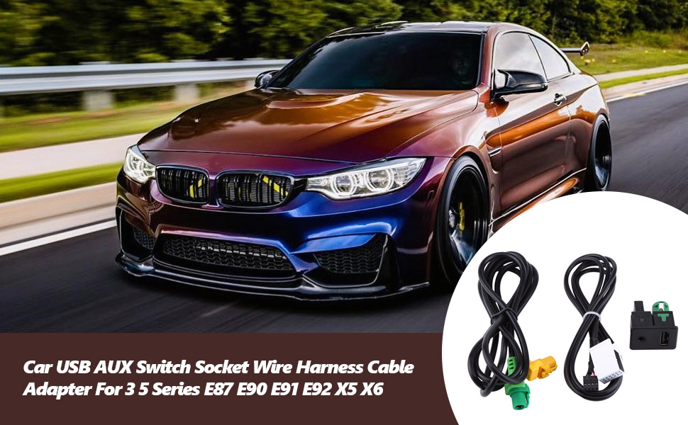 AUX Adaptateur de Câble USB avec Faisceau de Câbles pour Série 3 E87 E90 E91 E92 X5 X6