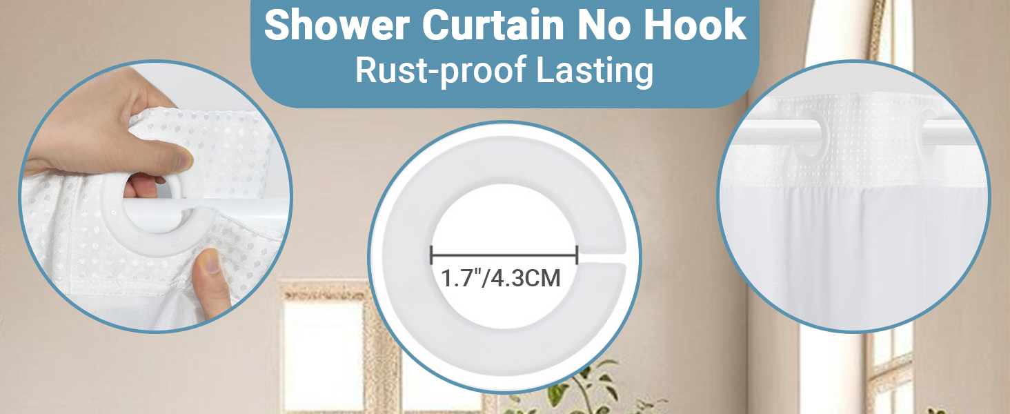 No Hook Shower Curtain and Liner Set