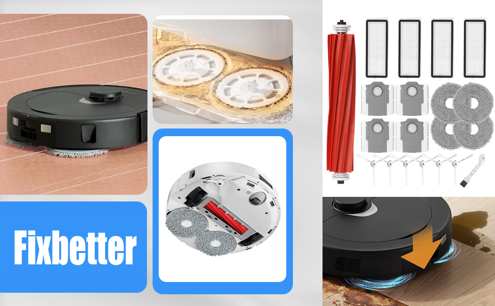 Fixbetter Kit d'accessoires pour robot Roborock Q Revo MaxV/Q Revo Pro Pièces de rechange