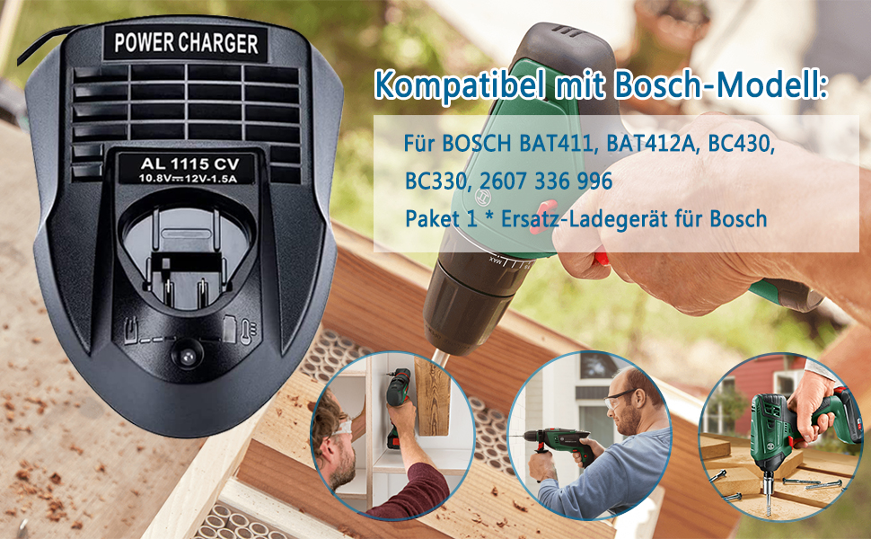 Bosch Akku Ladegerät AL1115CV | Für 10.8V-12V Li-ion | Schnellladung | LED-Anzeige