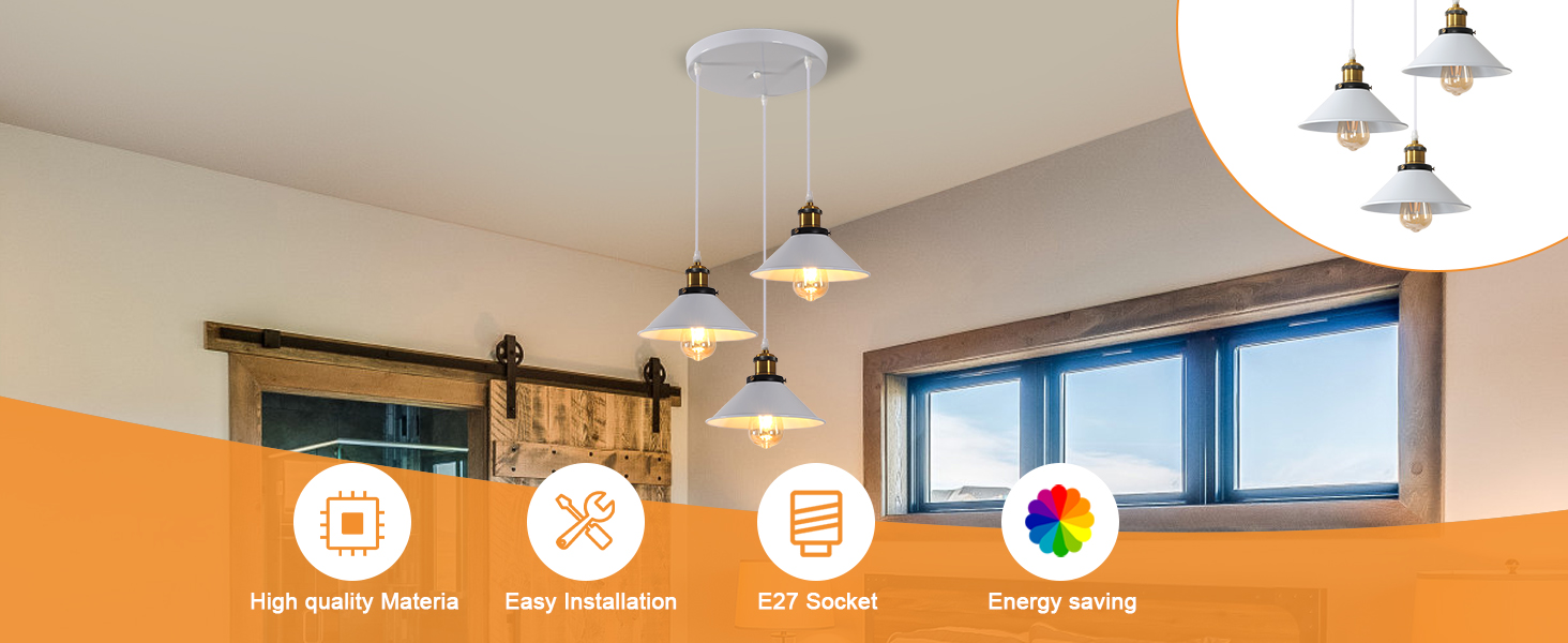 3 Lampes Suspension Luminaire