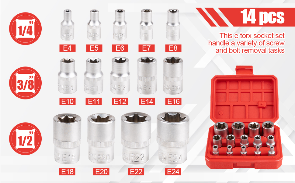 star socket set, inverted torx socket set