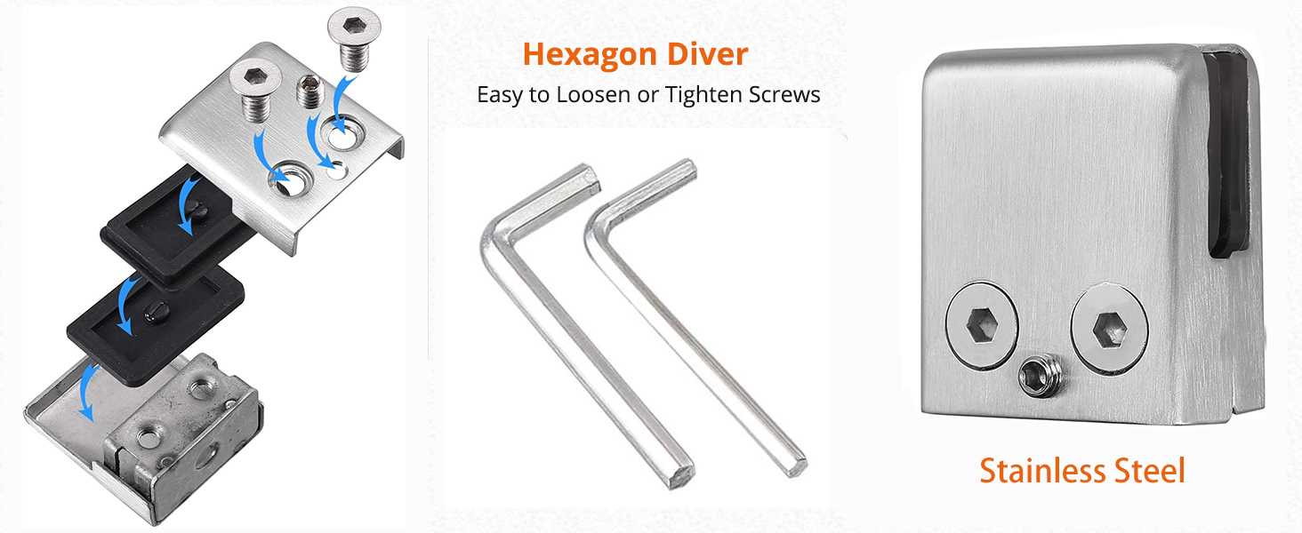Pinces à verre 8-10 mm - Support réglable en acier inoxydable 304