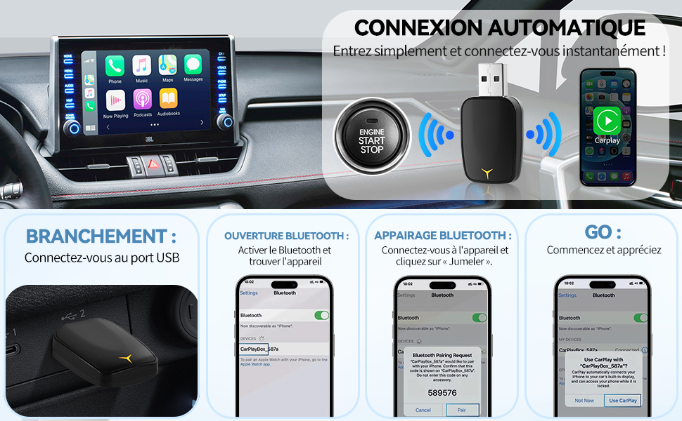 adaptateur android auto boitier android auto adaptateur sans fil android auto dongle android auto