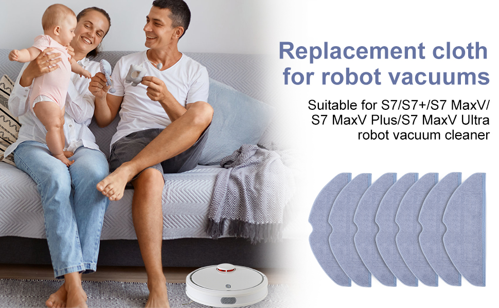 Lot de 7 Chiffons de Rechange pour Robots Aspirateurs