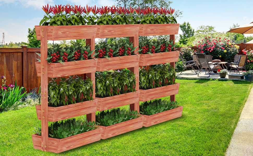 unho Potager Vertical Jardin: Jardinières Extérieur Grande Taille Potager sur Pied avec 4 Boîtes