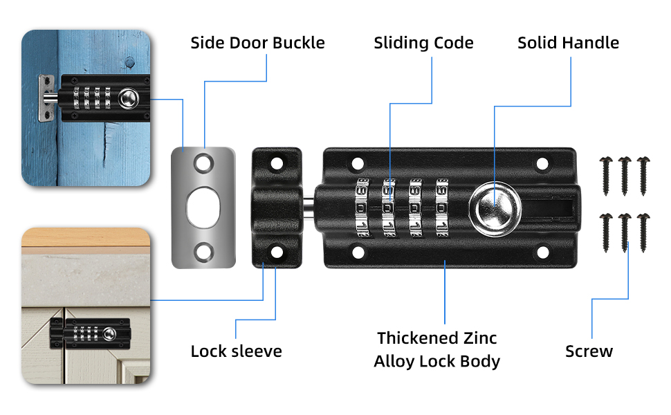 Combination Locking Bolt Door Lock Bolt Code Bolt Lock Code Keyless Combination Bolt Shed Lock