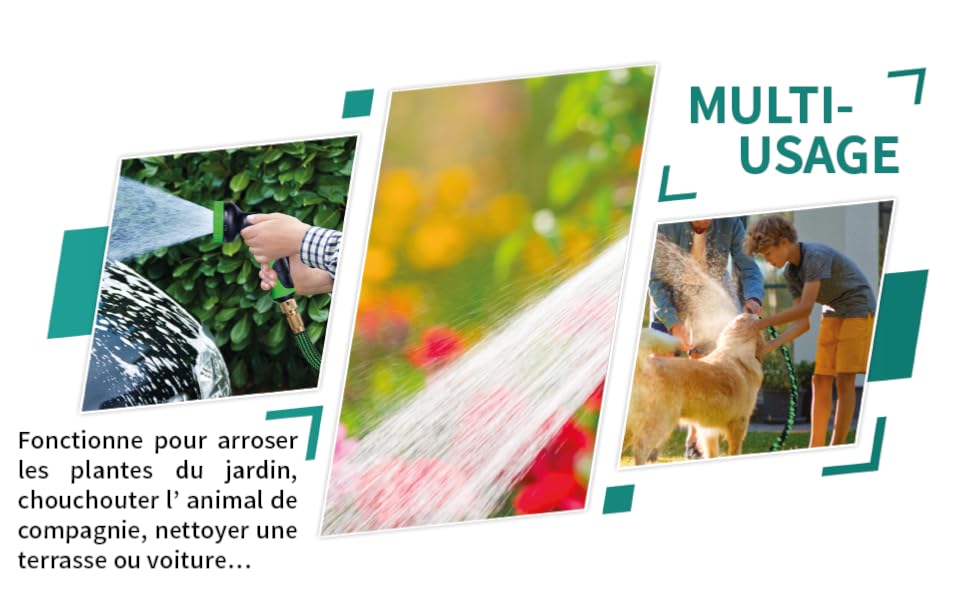 pour arroser les plantes du jardin, chouchouter animal de compagnie nettoyer une terrasse voiture