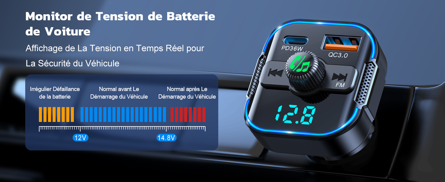 chargeur emetteur prise allume cigare kit main libre bluetooth voiture radio