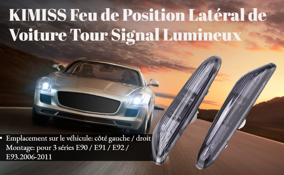 LED Indicateur Latéral Dynamique Ambre Jaune Super Lumineux Canbus