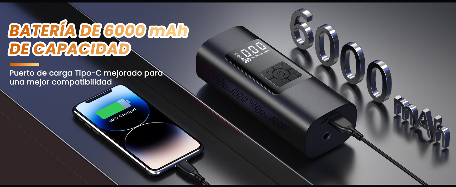 BATERÍA DE 6000 mAh DE CAPACIDAD