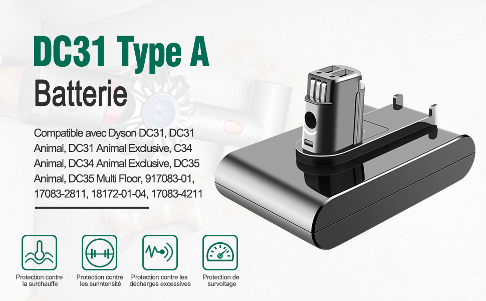 dc35 batterie batterie pour dc34 dyson pour dc31 dyson batterie dc45 batterie dc34 batterie 