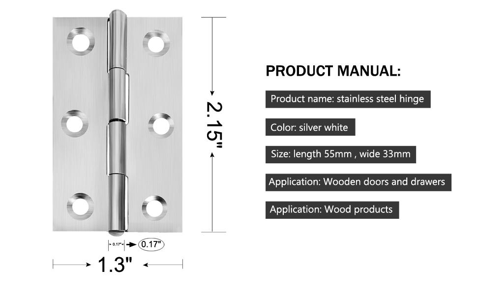Serrure de porte en acier inoxydable - Charnières de meubles - Matériel de charnière de porte