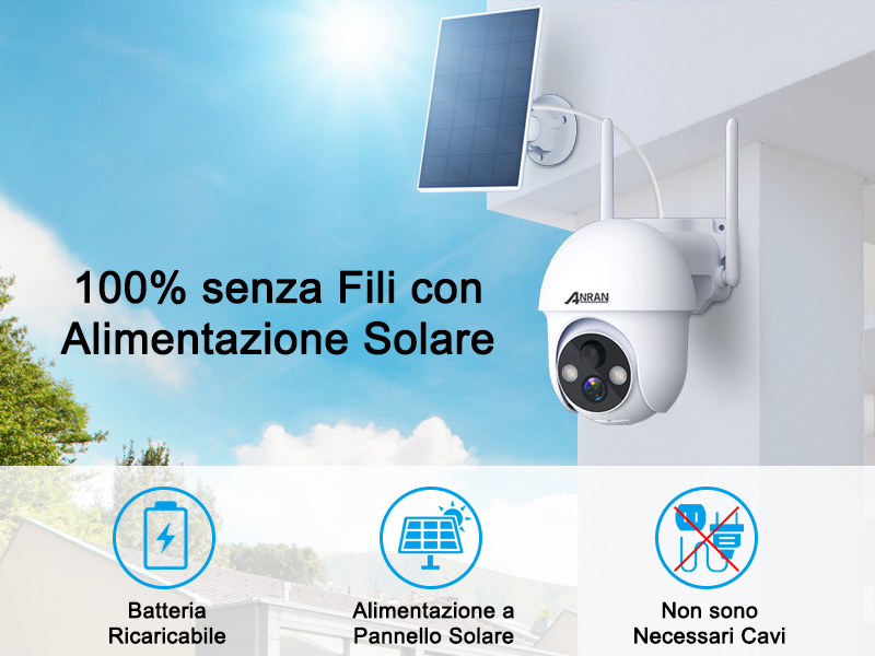 telecamera wi-fi esterno batteria telecamera pannello solare